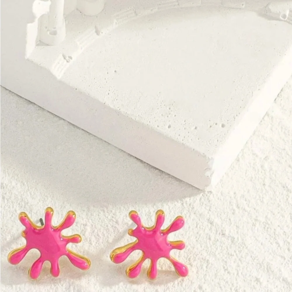 “Pink Paint Splatter” Fireworks Explosion Abstract Artsy Neon Droplet Rave Studs